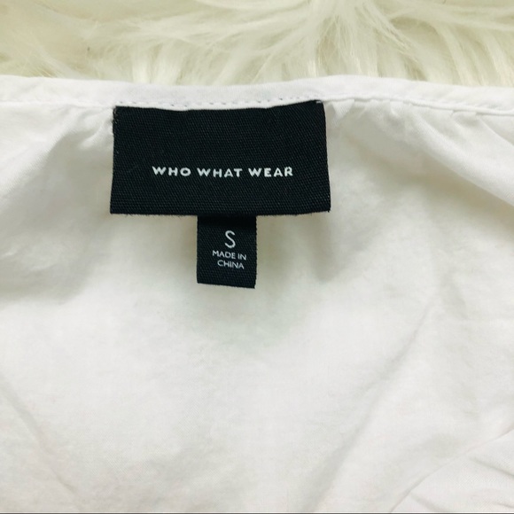 Like New Who What Wear Embroidered Sleeve Boho Peasant Cotton Top with Tassels S - Picture 2 of 7